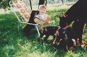 Litter "G", breeding “Strażnik Morgotu”, little Dominik and mum Lora, 1996